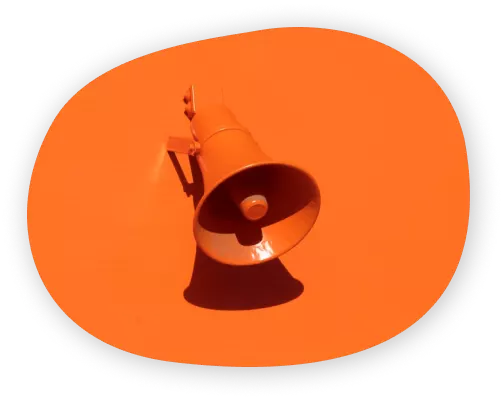Imagem apresentando um megafone que prédio ilustra a solução de prospecção qualificada da consultoria do Empresômetro.